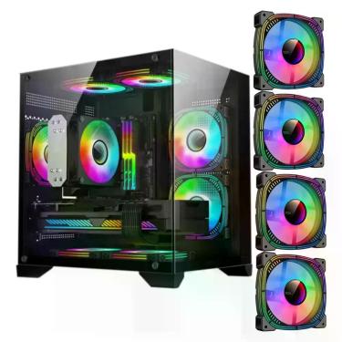Imagem de Gabinete Gamer Aquário Cubo com 04 Cooler Fan LED RGB Vidro Temperado 