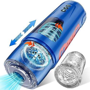 Imagem de AKSOLOK Masturbadores Masculinos Automáticos -7 Modos de Impulso e Rotação Super Silenciosos com Manga 3D Brinquedos Sexuais Masculinos Adultos para Homens (Azul)