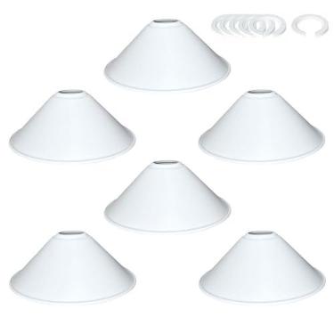 Imagem de Kehail Abajur industrial vintage em cone de ferro preto de 21,6 cm, abajur de substituição de metal para luz pendente, teto, luminária de parede, luminária de mesa e arandela - Capa de luz decorativa