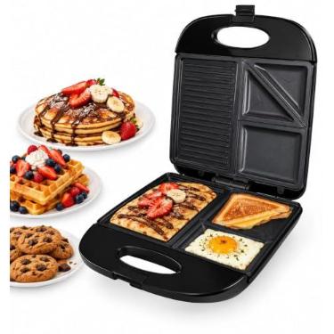 Imagem de Sanduicheira 3 em 1 Multifuncional para Waffle, Crepe, Cookies e Sanduíches – Grill Elétrico Antiaderente