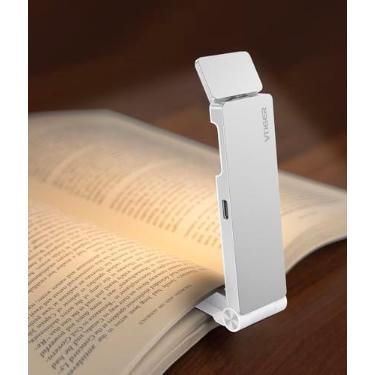 Imagem de VTIGER Luz de Leitura LED Recarregável USB, 3 Cores Ambar e 4 Níveis de Brilho, Lâmpada Portátil de Longa Duração para Leitura na Cama ou em Viagem, Material ABS