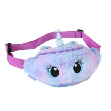 Imagem de Bolsa De Cintura De Pelúcia Com Cores Em Gradiente De Unicórnio Para M