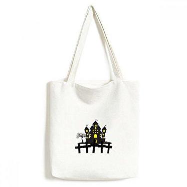Imagem de Bolsa de lona para compras de Halloween brilhantemente iluminada, bolsa de mão casual