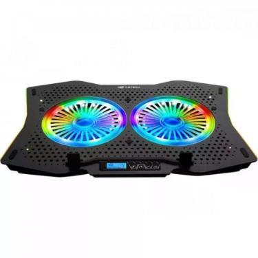 Imagem de Suporte para Notebook com Cooler NBC-400BK Regulagem de Altura 7 Posições Iluminação RGB Preto C3tech
