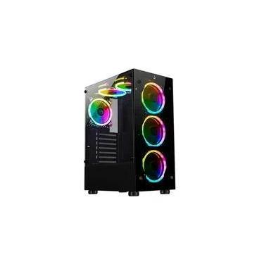 Imagem de Gabinete Gamer Rise Mode Glass 06x, Mid Tower, ARGB, ATX, Lateral e Frente em Vidro, 6x Fans, Preto - RM-CA-06XB-ARGB
