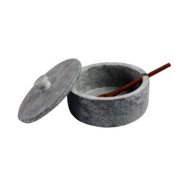 Imagem de Açucareiro Farinheira Gourmet Pedra Sabão com Colher G 12cm - Industri