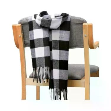 Imagem de Cachecol Feminino De Inverno Em Cashmere Xadrez Macio, Liso, Tipo Xale