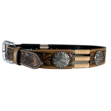 Imagem de Cinto Country Masculino Bordado Longhorn Dawson, Marrom, 90