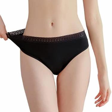 Imagem de AIRCUTE Roupa íntima feminina para incontinência urinária de absorção lavável, calcinha hipster de renda para vazamento na bexiga 65 ml (grande, preta)