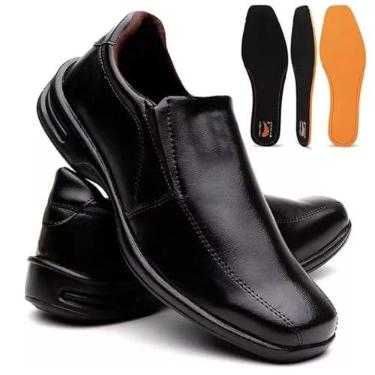 Imagem de Sapato Social Masculino Notorian em Couro Sintético, Estilo Moderno, com Palmilha Ortopédica, Preto, Tamanho 44