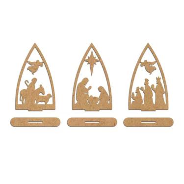 Imagem de Trio Presépio Natal Mdf Cru 9cmx15cm - Cria Arte Laser Cru