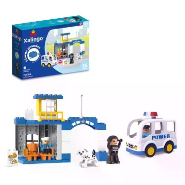 Imagem de Bloco de Montar Grande Policia 36 Peças Brinquedo Infantil Xalingo - 6