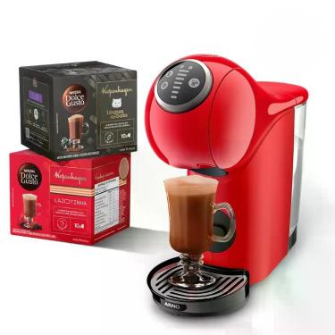 Imagem de Kit Cafeteira Cápsulas Dolce Gusto Genio S Plus Vermelha com Bebidas Kopenhagen 110V