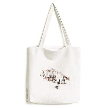 Imagem de Bolsa de mão casual com arquitetura britânica em aquarela para carro vintage
