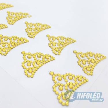 Imagem de Cartela Adesiva Strass Coroa Princesa Dourada - 20 unidades - MC