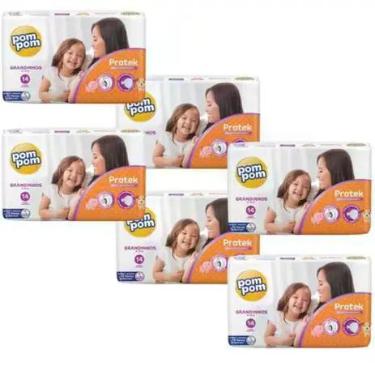 Imagem de KIT 6 FRALDAS POMPOM DERMA PROTEK GRANDINHOS / 14 = 84 un - Pom Pom