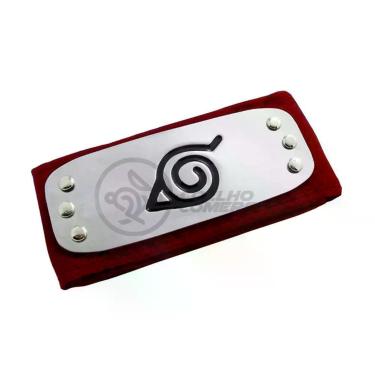 Imagem de Bandana Vermelho Naruto Aldeia Vila Oculta Folha Ninja Anime