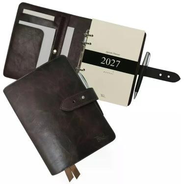 Imagem de Agenda Planner Couro 2027 331-R Personalizada Raffai Couros, Whisky