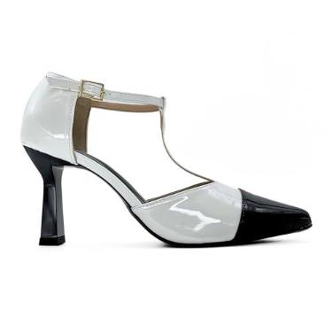 Imagem de Sapato Feminino Scarpin Salto Alto Bicolor 126 (Preto, BR, Adulto, Numérico, 40)