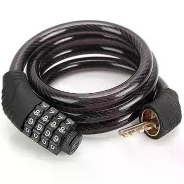 Imagem de Cadeado Para Bicicleta Bike Moto Com Senha Combinação De Dígitos 8mm Aço Reforçado 65cm De Comprimento Preto