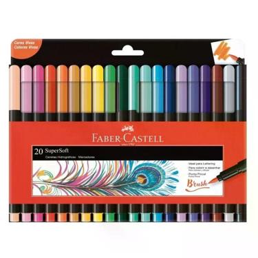 Imagem de Kit Caneta Hidrográfica Supersoft Brush 150720soft 20 Cores - Faber Castell