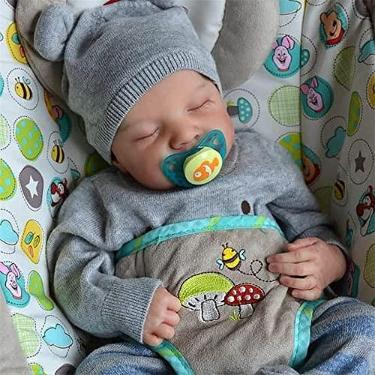 Imagem de Boneca Reborn,natal Bebe Reborn Menino Realista,com Corpo De Vinil Macio E Cheio Recém-nascido Brinquedos Meninas 19 Polegadas Menino Adormecido Realista Boneca Recém-nascida/biberão,Menina