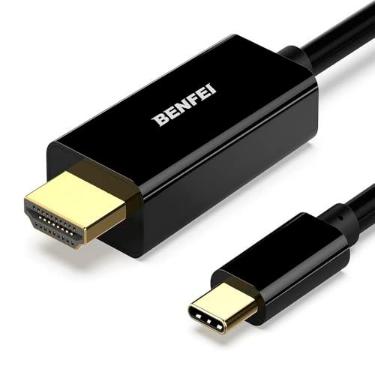 Imagem de Cabo USB-C para HDMI 1,8 m, plug and play, compatível com Thunderbolt 3/4, MacBook, iPad, Chromebook, Samsung, Dell, conecta notebook a TV, monitor e projetor com áudio e vídeo