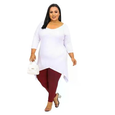 Imagem de Blusa Mullet Assimétrica Manga 3/4 Plus Size - VAmodas, Branco, G1