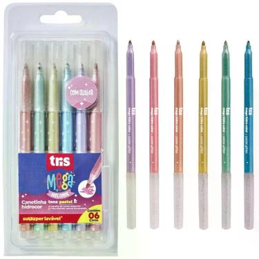 Imagem de Canetinha Hidrocor Mega Soft Color Tons Pastel Glitter Tris
