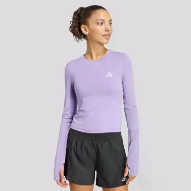Imagem de Camiseta Cropped Adidas Adi365 Running Ess Manga Longa Feminino Lilás,