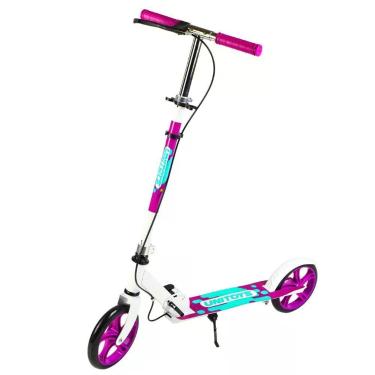 Imagem de Patinete Infantil Dobrável com Rodas Grandes e Freio Manual Branco Unitoys