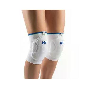 Imagem de Joelheira Branca e Azul Tamanho M Spry N1 Sport EVA 15mm Knit 3D Licenciada Cruzeiro