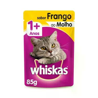 Imagem de Ração Úmida Sachê Whiskas para Gatos Adultos Sabor Frango ao Molho 85g