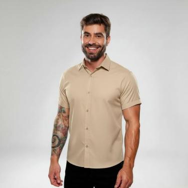 Imagem de Camisa De Botão Masculina Manga Curta Social Verão Slim - Mitchelgutto