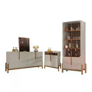 Imagem de Conjunto para Sala de Estar Completo Seville 6 Portas 6 Prateleiras MDF-MDP Off White Cedro Casa D Móveis