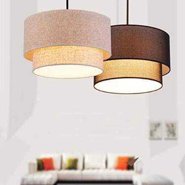 Imagem de E27 LED Pendente Luz Tecido Vintage Tecido Rústico Sala de Jantar Mesa de Jantar Luz de Teto para Sala de Estar Moderna Quarto Estudo Hall de Entrada Lustre Retro 3 Lâmpadas L50 cm Linho Cin