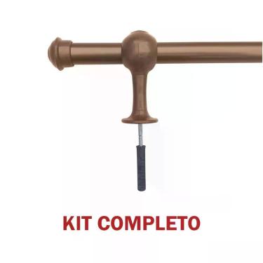 Imagem de Kit Varão de Madeira para Cortina Simples 2 00m 19mm com Ponteira Suporte Ouro Velho OEM