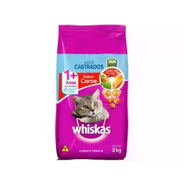 Imagem de Ração Premium para Gato Castrado Whiskas Adulto - Carne 3kg
