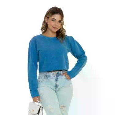 Imagem de Cropped Moletom Careca - MARIA FITNESS, G, Azul
