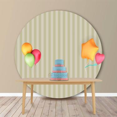 Imagem de Painel Redondo em Jacquard Bege Listrado - Jacquard Tradicional, 1,80