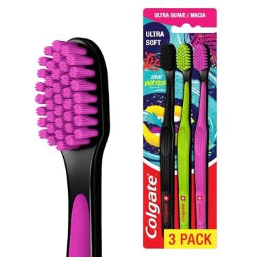 Imagem de Colgate Ultra Soft Escova de Dente Cerdas Ultrafinas, 3 Unidades | Com Mais de 5.500 Cerdas Ultrafinas de 0,1 mm, Remove as Manchas Superficiais, Ajuda a Proteger Seus Dentes Contra a Cárie