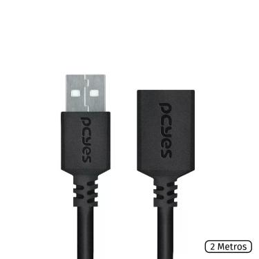 Imagem de Cabo Extensor Usb A 2.0 Macho Para Usb A 2.0 Femea 28awg Puro Cobre 2 Metros - Puamf2-2