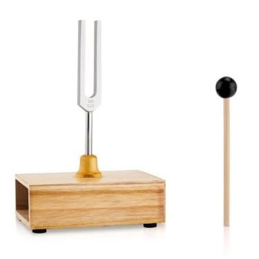 Imagem de Diapasão de 528 Hz, diapasão de liga de alumínio, caixa de ressonância com martelo e caixa de voz de madeira, conjunto de instrumentos sonoros para meditação de ioga