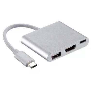 Imagem de Adaptador Usb-c X HDMI + Usb 3.0 + C Fêmea Md9 Branco - 7750