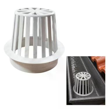 Imagem de Abacaxi Ralo Anti Entupimento Folhas 100mm Plástico Branco para Calhas