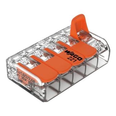 Imagem de Kit 6 Conector Wago Emenda 5 Fios Mod. 221-415