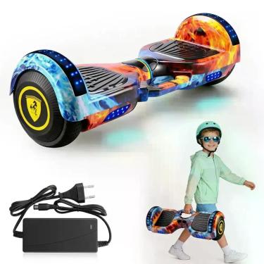 Imagem de Hoverboard Azul E Amarelo Fogo Skate Eletrico Infantil - BRUP
