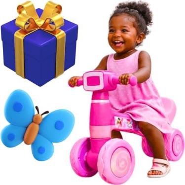 Imagem de Motoca equilíbrio infantil 4 rodas sem pedal bicicleta bebê 24 meses andador luz led rgb e musica toka pe kendy presente natal menino menina criança 2 anos (Fada)