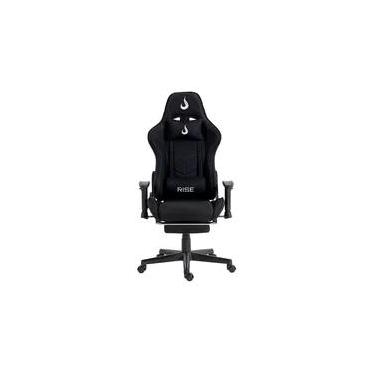Imagem de Cadeira Gamer Rise Mode X04, Ângulo Ajustável, Apoio Para os Pés Retrátil, Preto, Tecido - RM-CG-X04-BK-FBC