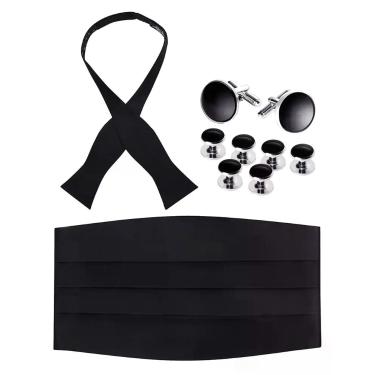 Imagem de Conjunto de Gravata Borboleta e Cummerbund de Seda S.H. Churchill & Co